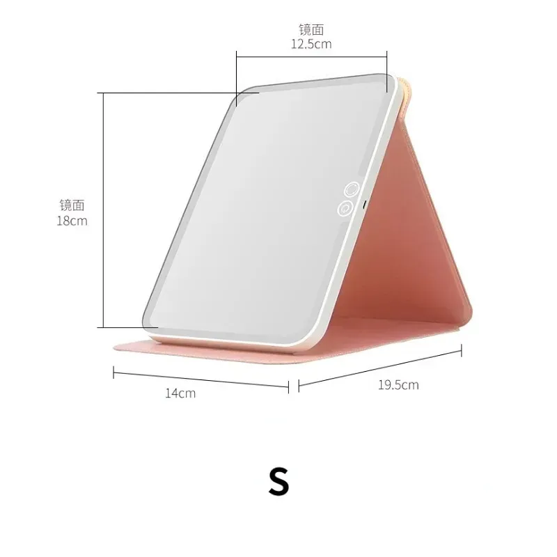 مرآة مكياج مصباح LED قابلة لإعادة شحنها مع مرآة مصباح طي قابلة للطي مربعة مربعة محمولة