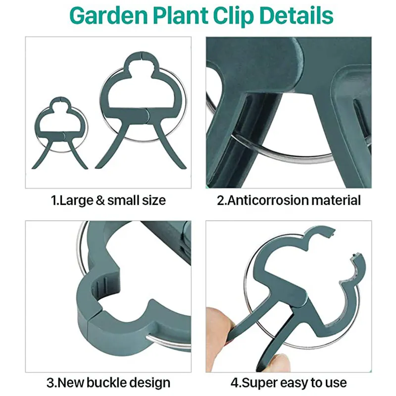 Clip di supporto delle piante riutilizzabili giardinaggio di morsetti floreali piante del giardinaggio che sostengono viti da arrampicata Stalks Bernice Greenhouse