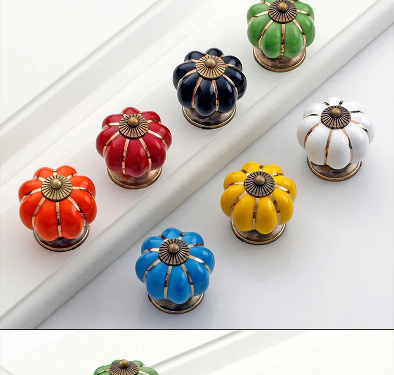  Pumpkin Ceramic Handles Drawer Knobs Cupboard Door Handles (6)