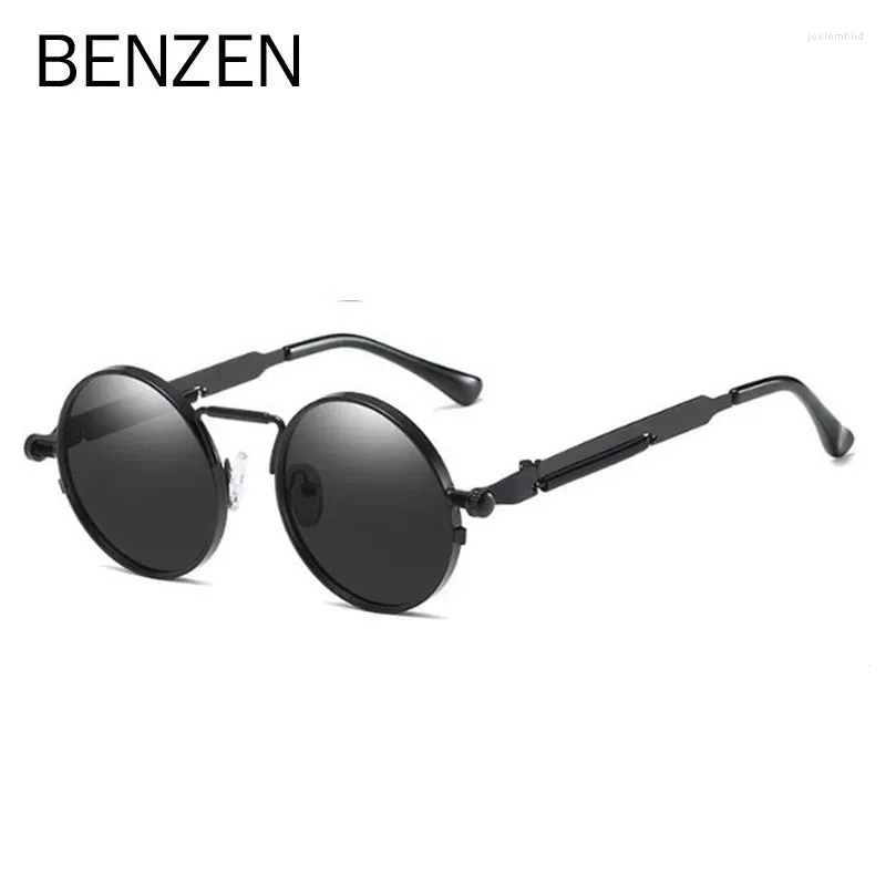 Солнцезащитные очки бензоли высокого качества готического стимпанка мужчины женские бренд дизайнер винтажный круглый металлическая рама солнцезащитные очки UV 400 6683