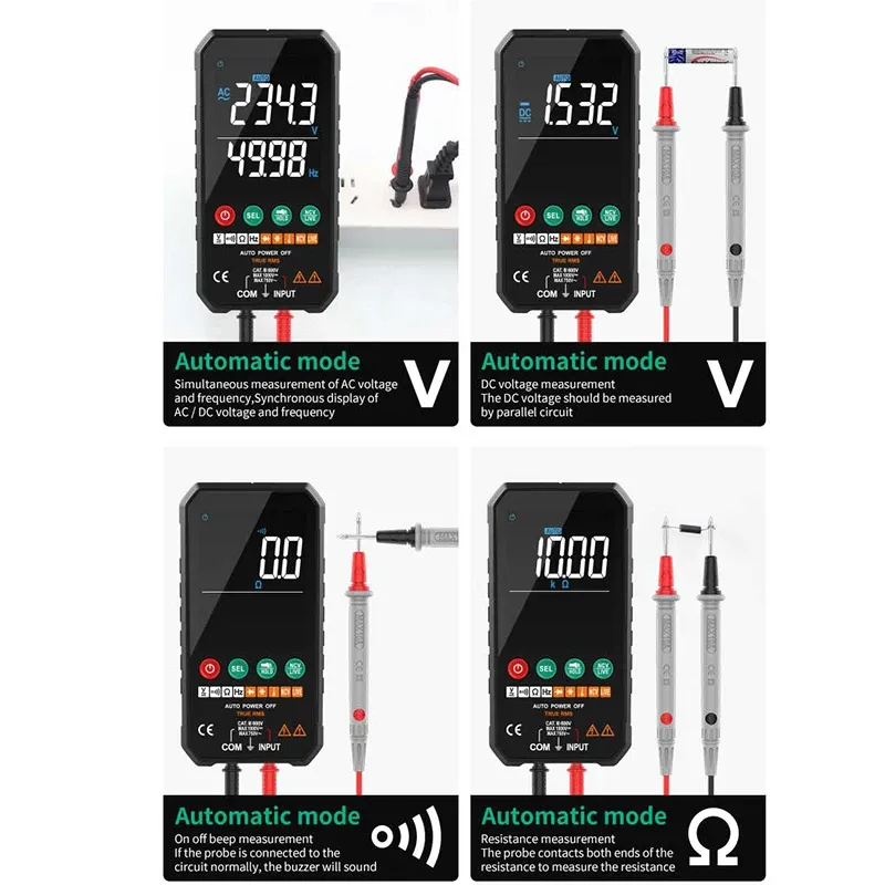 FY107C Multimetro numérique Professional Smart AC AC DC Tension Auto Range Tempacitance Tempacitance OHM NCV Vrai RMS Multimeters Tester Outils