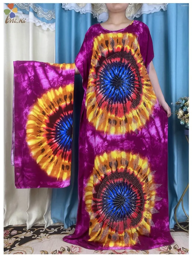 Etnische kleding 2024 Afrikaanse Abaya Kortkleed Katoen met korte mouwen met grote sjaal Dashiki Bloemen Loose Lady Maxi Casual