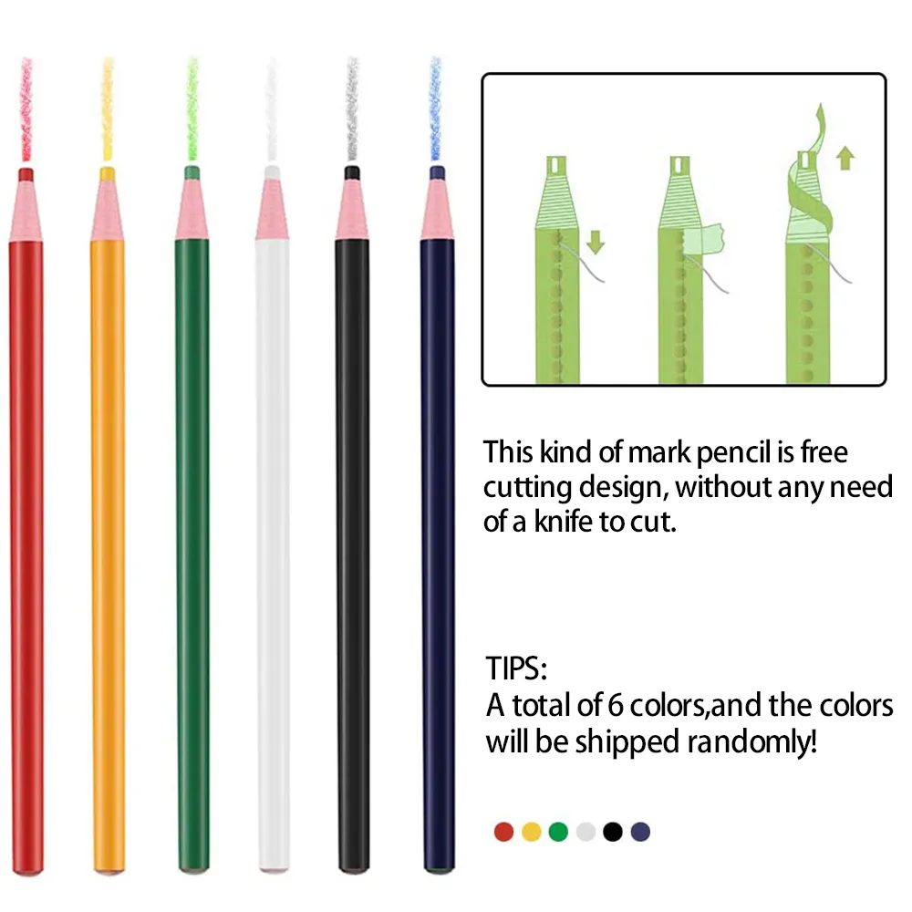 6pcs de costura marcador de giz com alfaiate de lápis Ferramentas de rastreamento de rastreamento de giz de corte grátis para acolchoar alfaiates de costura de costura de tecido