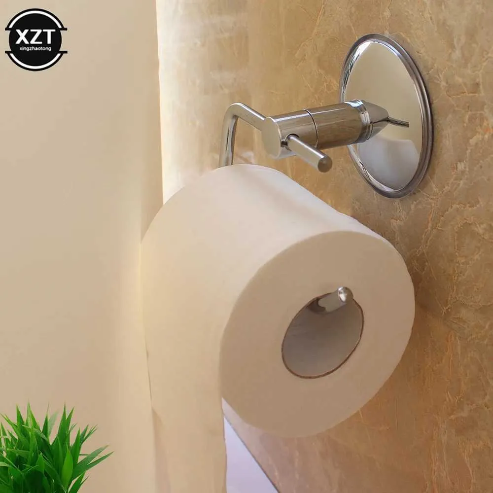 Toilettenpapierhalter Saugbecher Rollenpapierhalter Toilette ohne Bohr Silber Edelstahl Wandhalterung Bad Bad Papierhalter rostbar 240410