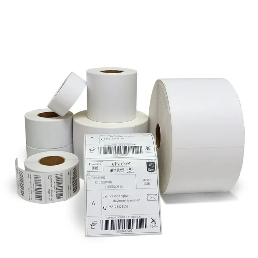 Skrivare Thermal Label Sticker Paper Supermarket Pris Blank Strecket Label Direktutskrift Vattentäta utskriftsmaterial Roll/stapel Lim