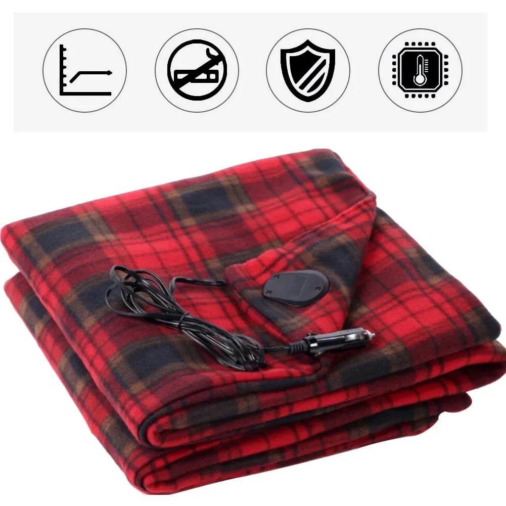 Materiale di velluto caldo Coperta elettrica 12V Auto Riscaldamento Coppata Energia Coperta elettrica calda #W0