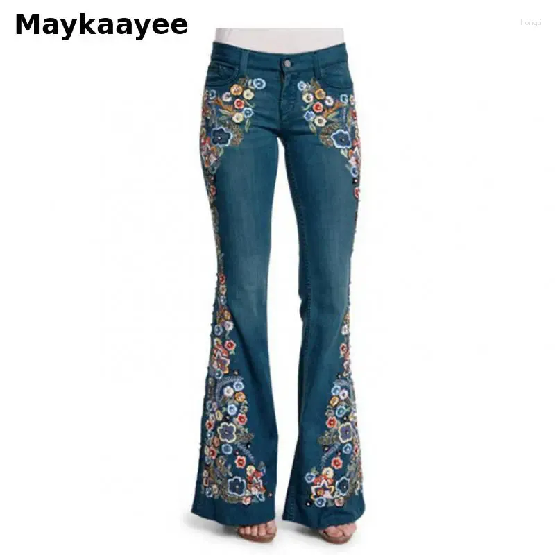 Jeans femminile xs-4xl femmina femminile pantaloni da ricamo da cowboy pantaloni da cowboy pantaloni magri gamba magra a gamba casual tasche abbigliamento streetwear 5