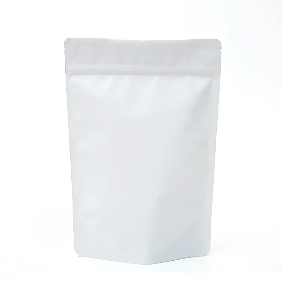 さまざまなサイズマットホワイトブラックスタンドアップポーチアルミホイルジップロックビニール袋ドイピックコーヒーティーパッケージバッグ50pcs