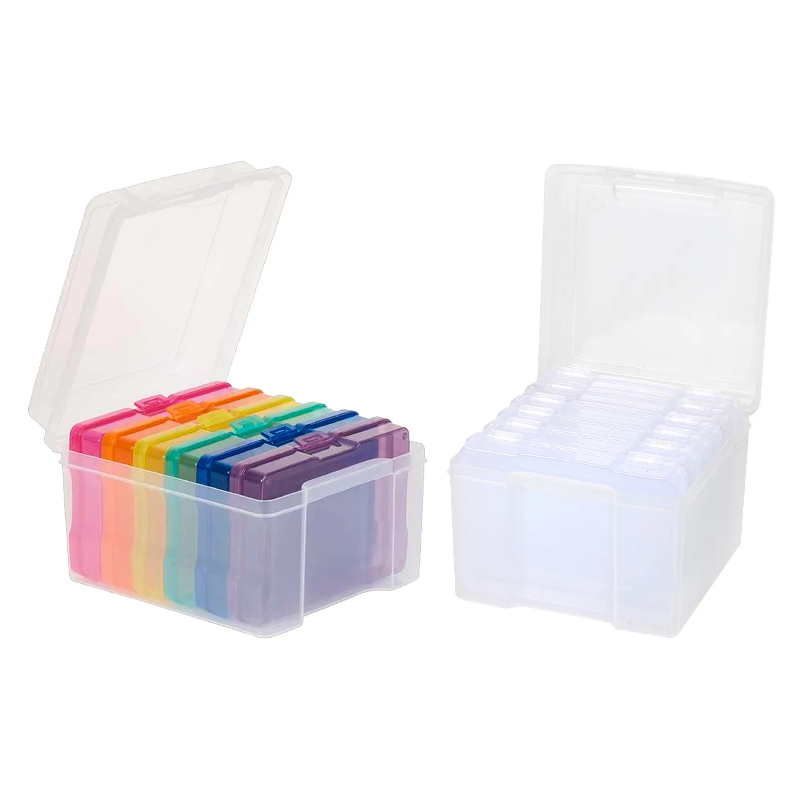 Photo Storage Box Photo Keeper Cases 6 Boxes Plastic Small Cards Storage Organizer Suit Craft Supplies for Stationery Bedrooms