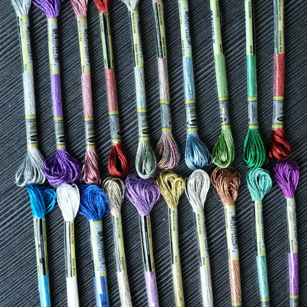 Metal Floss Embroidery Cross Stitch Thread Mouline, Effet Lumiere, Similar DMC Art, 317W, 6 Strands, 8m, 24 Colors ,1Pc