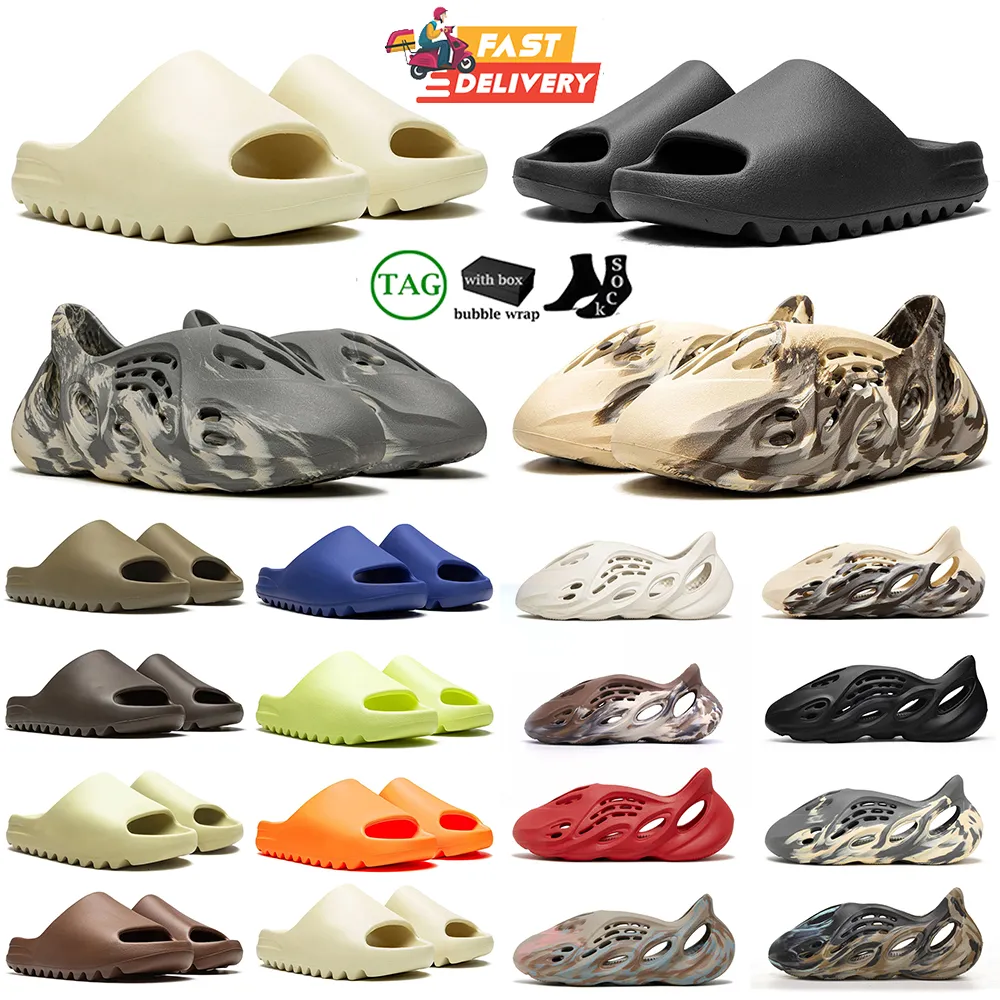 Tasarımcı Sandalet Terlik Erkekler için Kadın Kaydırıcı Köpük Runner Vermillion Mineral Mavi Onyx Saf Slide Slipper Sarda Sarch Kemik Reçinesi Clog Çölü Ararat Runr Slaytlar Ayakkabı 36-48