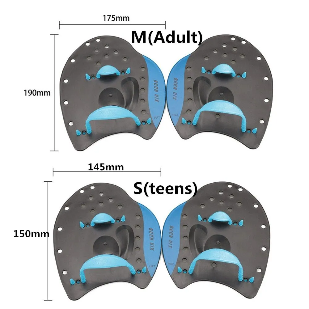 1ペア調整可能な水泳フリッパーパドルスイムトレーニングハンドフィンフリッパーパームフィンガーウェブベッドグローブウォータースポーツアクセサリー