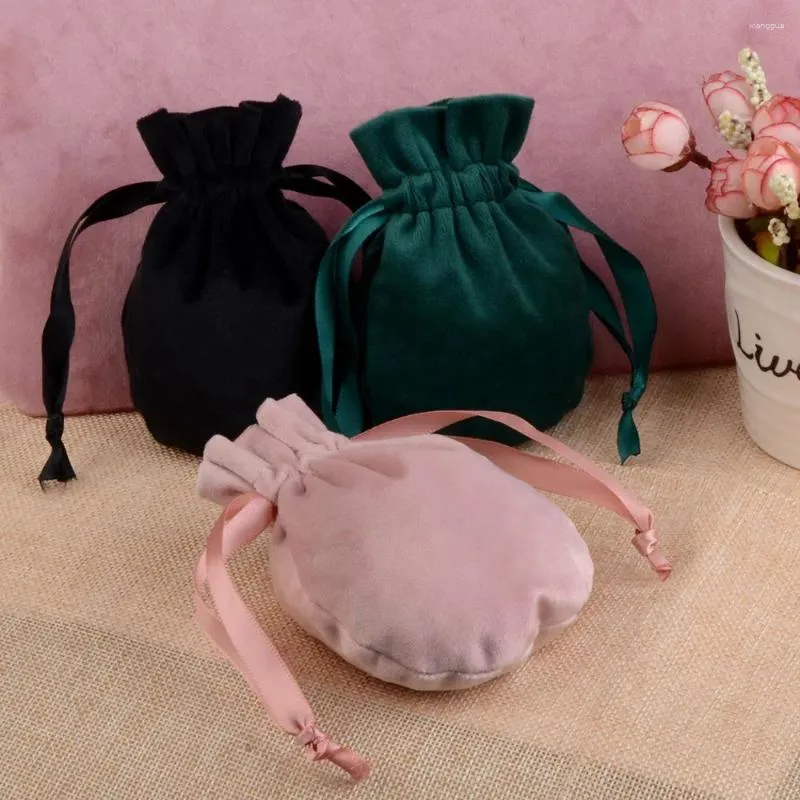 Gift Wrap 5pcs 8x10/10x13/13x16cm Soft Velvet Bags Gourd Shape Jewelry Packaging Wedding Party Present Drawable Packing