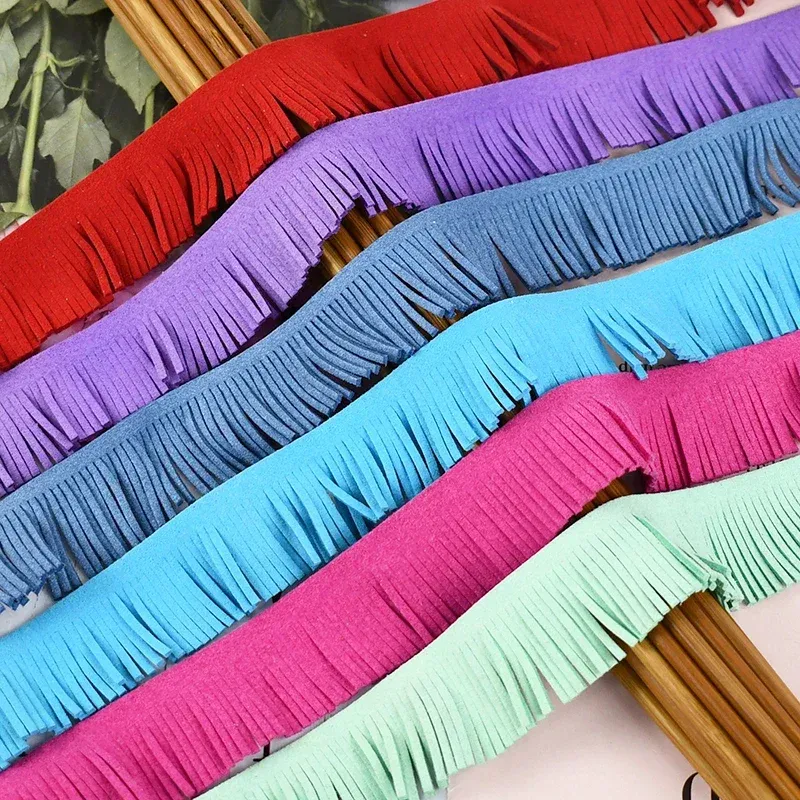Meetee 2/5M Multicolor 30mm Wide Suede Leather Trim DIY Handmade Tassel Bell Material for Clothes Bags Fringe Lace Accessories