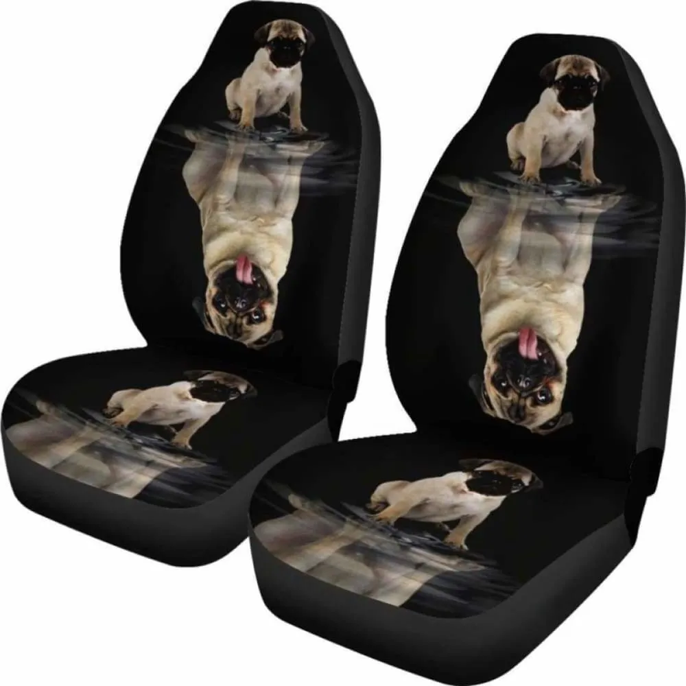 Pugs Pets Dogs Cubierta del asiento del automóvil animal 102918, paquete de 2 cubierta protectora de asiento delantero universal