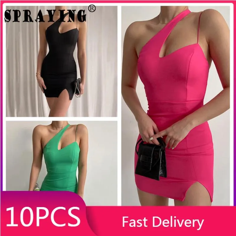 Lässige Kleider 10 Kleider Sommer 2024 Layered Out One Schulter Bodycon Mini Bulk Gegenstände Großhandel Lose sexy y2k Kleidung für Frauen S13180