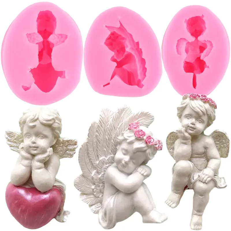 3 Style Cupid Little Angel Silicone Fondant Mögel Diy Cake Decorating Tools Chocolate Candy Dessert Cupcake Kitchen Baking Mold