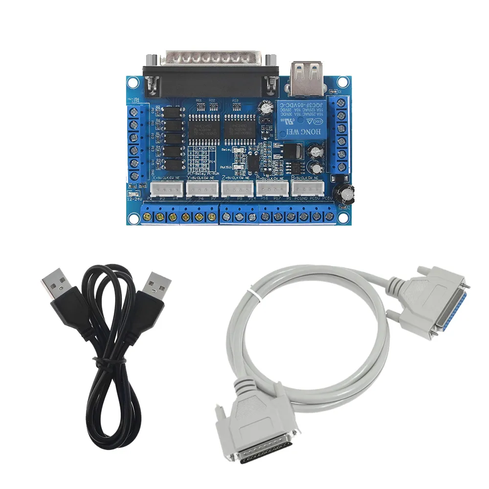 Carte de rupture CNC Mach3 à 5 axes avec câble USB DB25 avec coupleur optique pour NEMA17 NEMA23 Motor de moteur pasteur Contrôleur