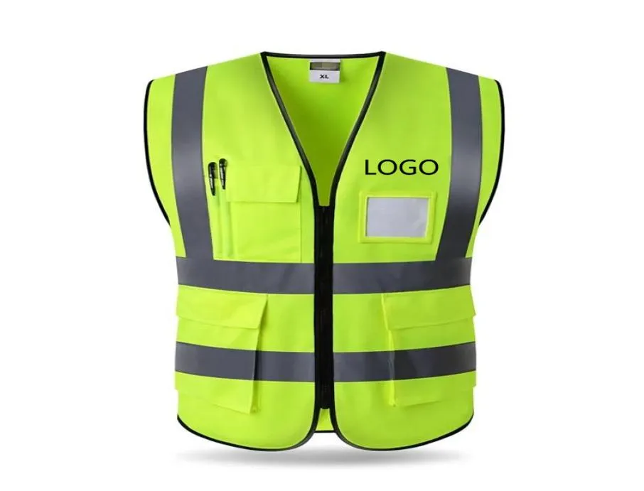 Colete refletivo de alta visibilidade Trabalho de motocicletas esportes roupas de segurança ao ar livre Multi Pockets Workwear2914554