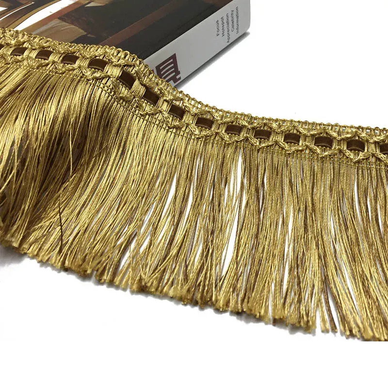 2 meter gardin tofsel frans trimning fläta trim 11 cm guld tofsar klädsel diy lyx tillbehör dekorerade