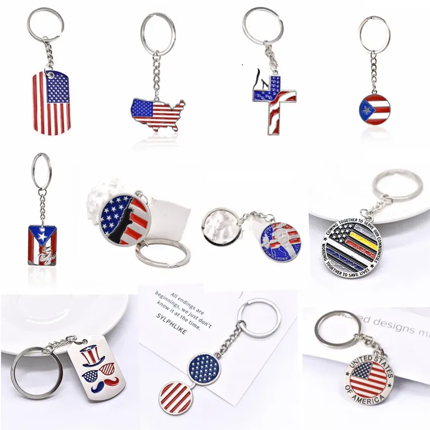 플래그 키 체인 USA Metal America US Key Chain Trump Keychains Keyring S Ring 0410