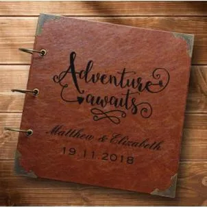 Leather-Travel-Photo-Album-Our-Adventure-Book-personalized-Wedding-Guest-Book-weddinng-photo-album