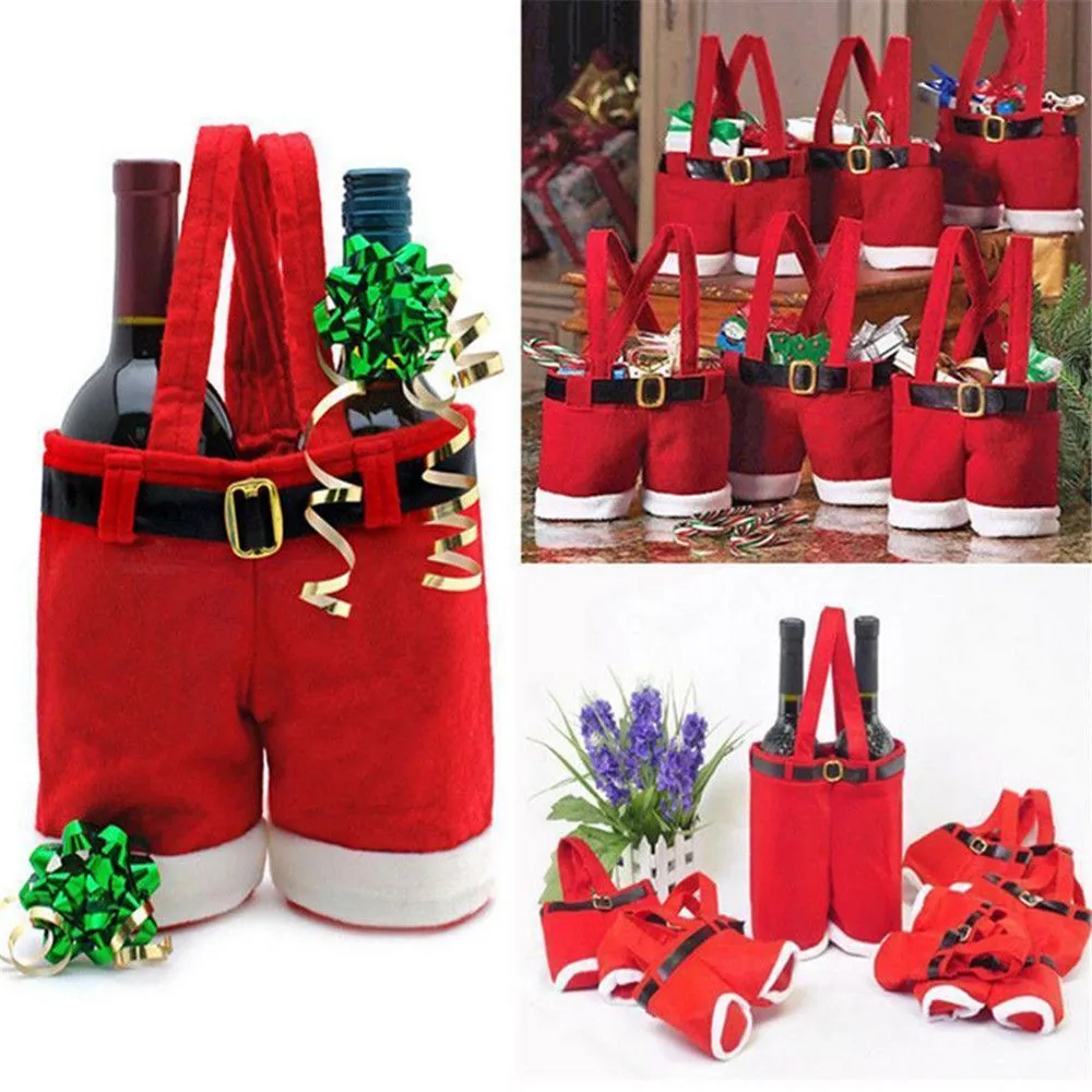 Kerstmis Santa Pants Large Handtas Candy Wine Cadeaum Bag Kerstfeest Decor Christmas Hand Hand Bag Pack Boxes