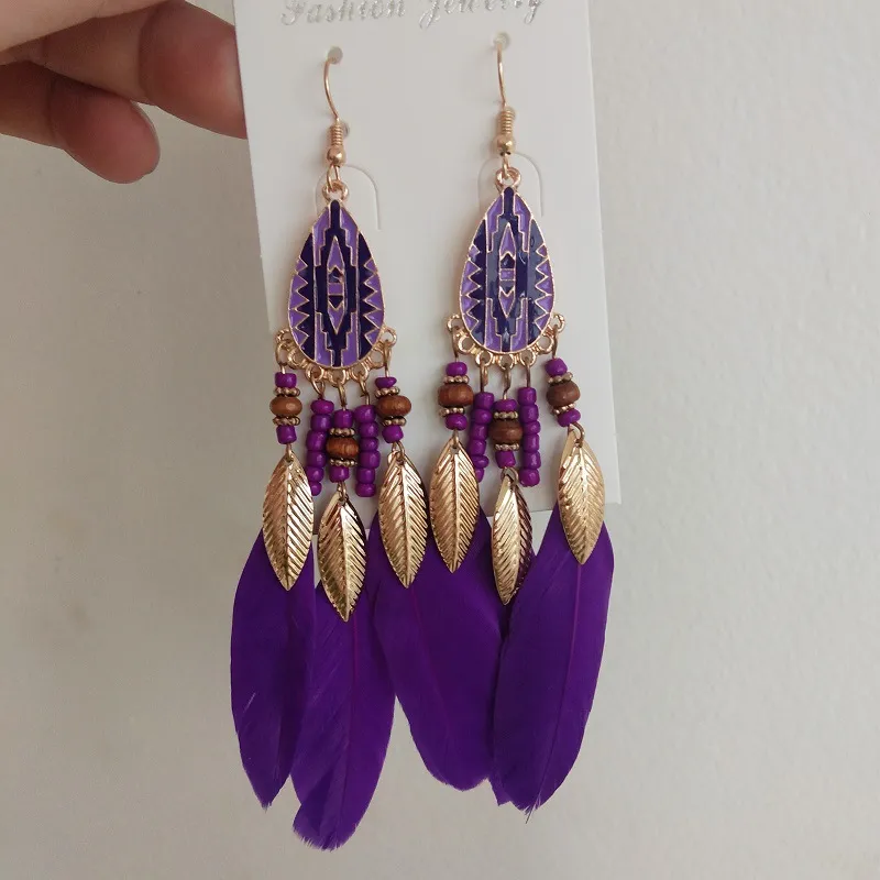 Bohemian Feather Earrings For Women: Ethnic Indian Jewelry With