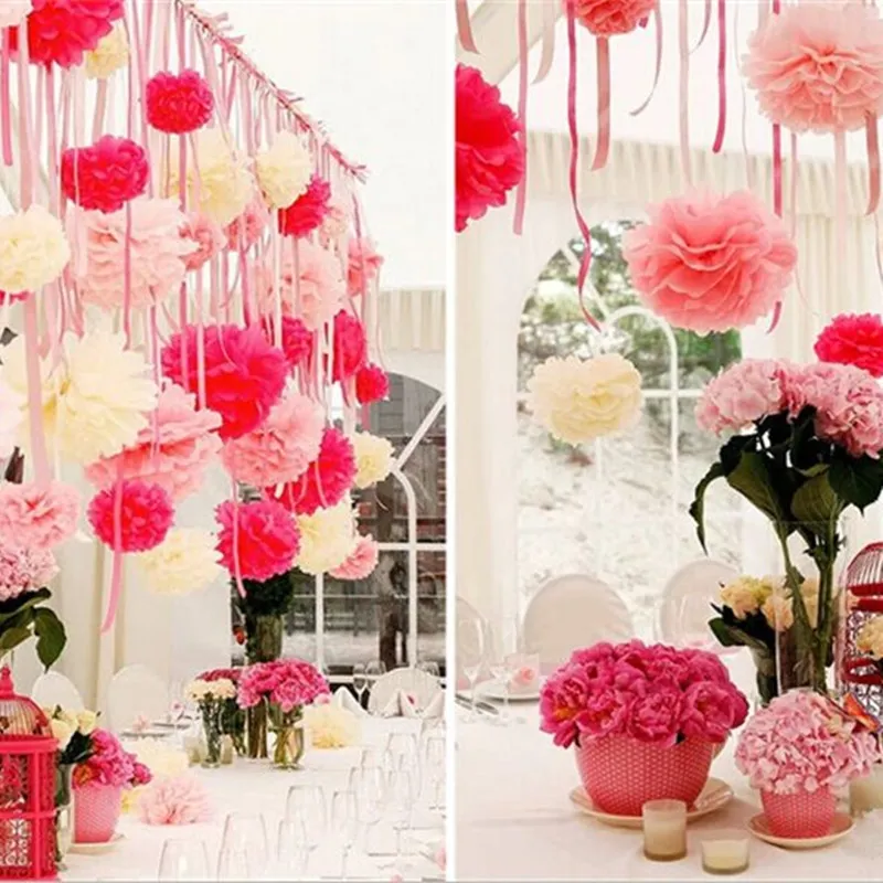 12 cm/15 cm/20 cm/25 cm/30 cm/35 cm (4-14 pollici) Pompaggio decorativo per matrimoni poms Pom Poms palline per la casa decorazione del tessuto