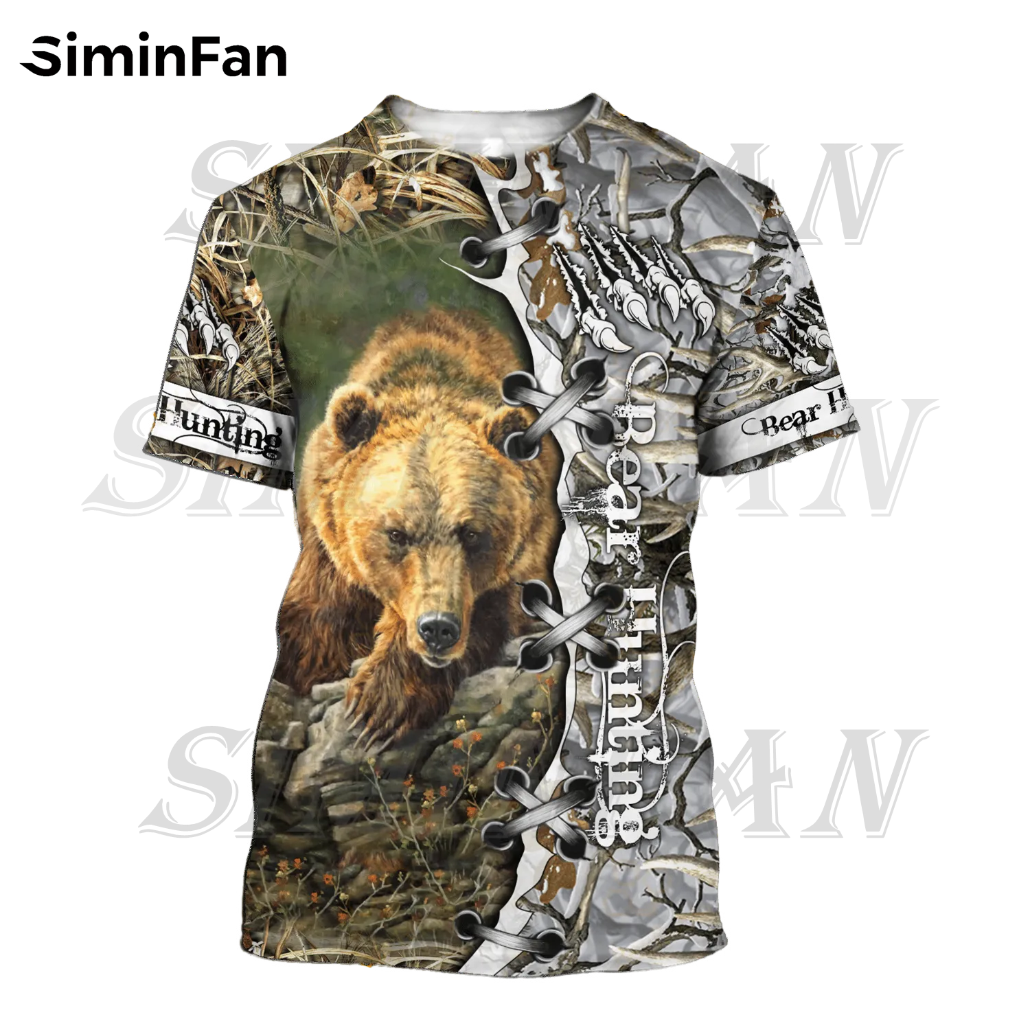 Mens Tshirts Bear Deer Hunting 3D Stampa 3D Summer Nuovo maglietta Casual Short Short Shirt Unisex Harajuku Top Women Streetwear 2