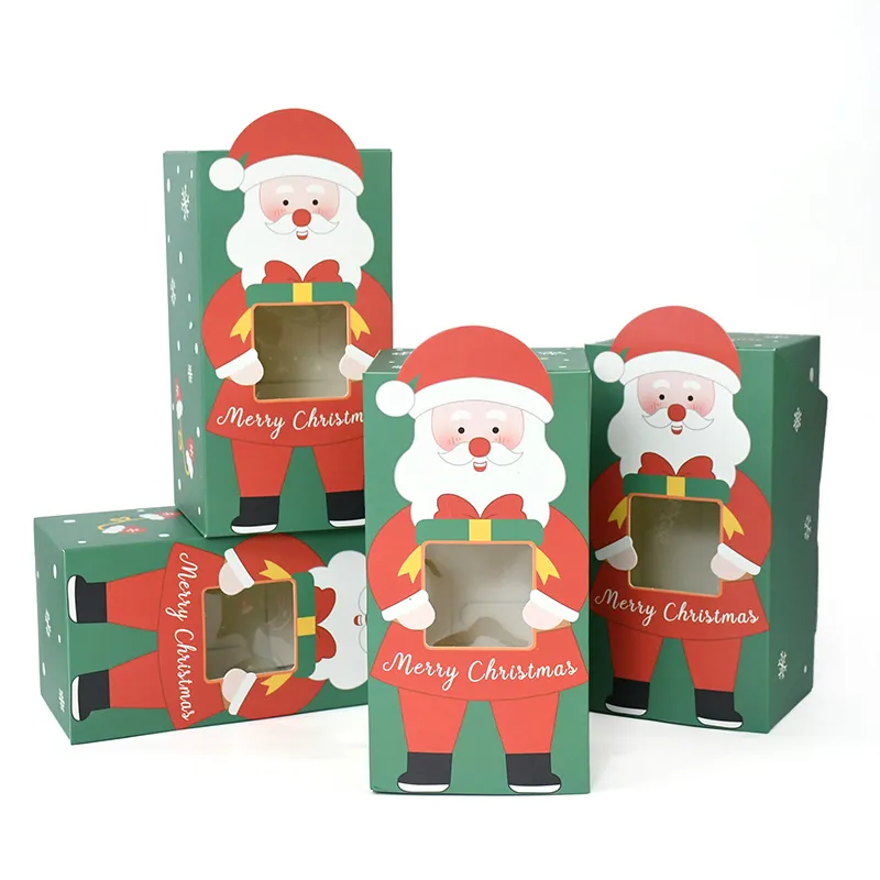 5Pcs Merry Christmas Candy Gift Packing Box With Window Santa Claus Paper  Boxes Xmas New Year Favor Decor Navidad Noel