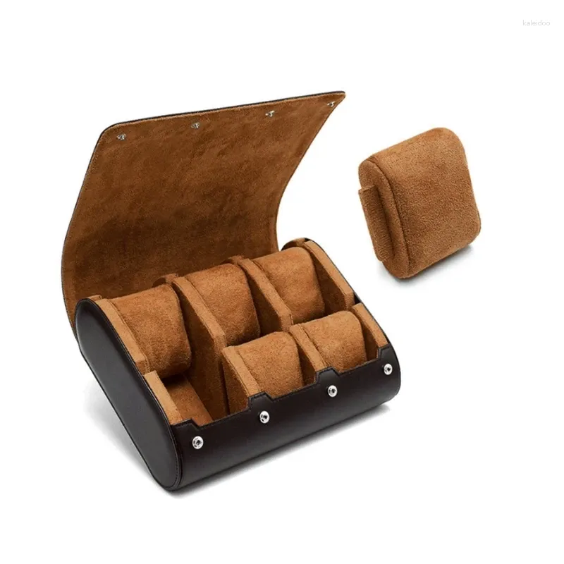 Jewelry Pouches 6-Bit Storage Cases Watch Box PU Leather Handmade Rolls For Man Boy Dropship