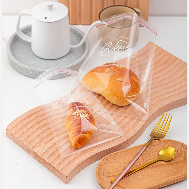 LBSISI Life 100pcs Bread Plastic Self Adhensive Bag For Boking Snack Donut Croissant Packaging Wedding Birthday Party Decoration
