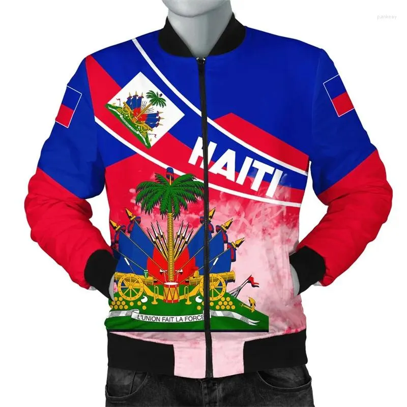 Мужские куртки 2024 3D Printed Haiti Jacket Национальный флаж