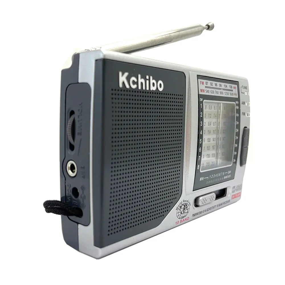 Radio KK9803 Radiomottagare med vikbar kickstand FM/MW/SW18 Mini Portable Radio 3,5mm Jack Stereo Radio Buildin Högtalare för äldre
