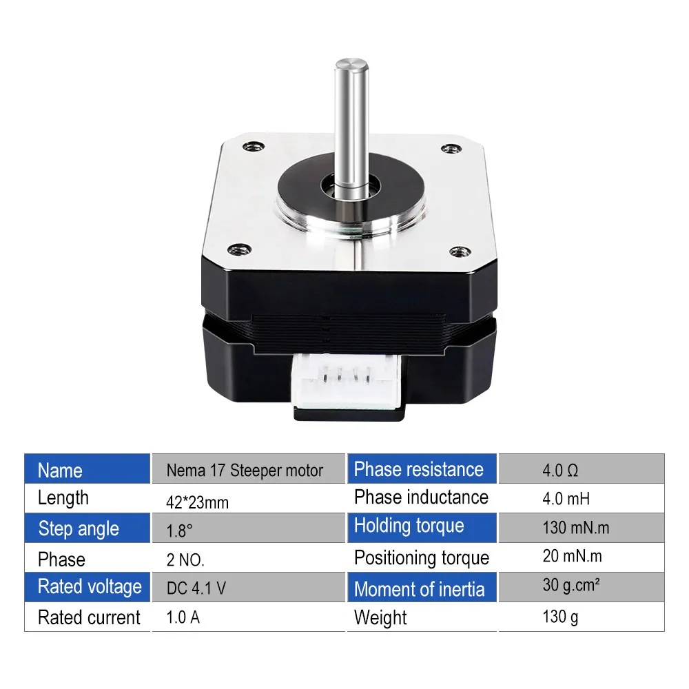 Rampy 47 mm NEMA 17 Silnik stepowy 12 V 4-Lead Silnik 42 Silnik NEMA17 Silnik krokowy z kablem 1000 mmxh2.54 dla silnika drukarki 3D wytłaczarki CNC