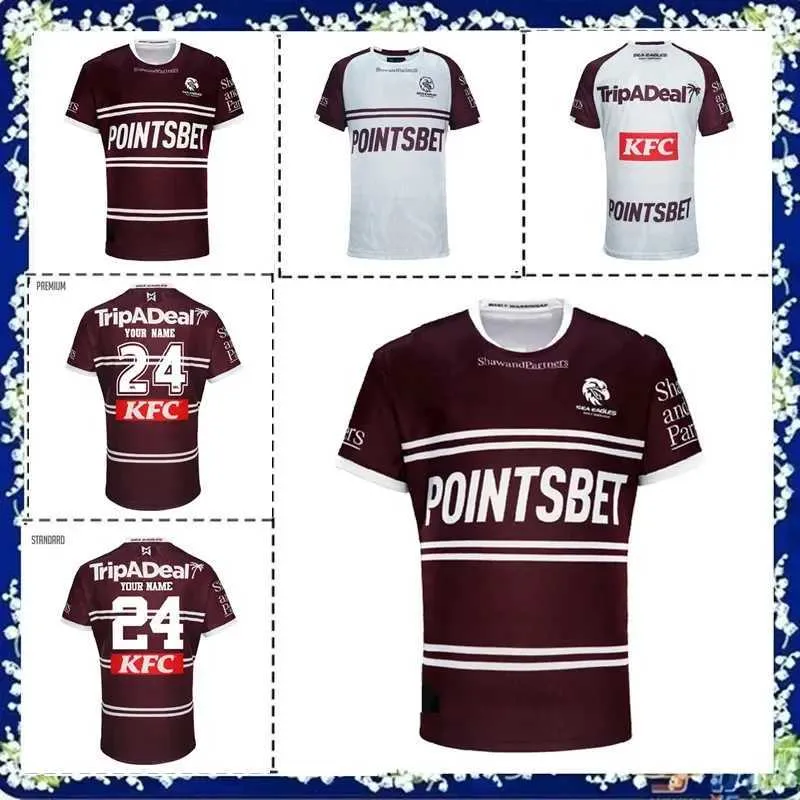 2024 Manly Sea Eagles Home Rugby Jersey 2023 24 Manly Sea Eagles Mens Commemorativo Allenamento ANZAC MAGLIA Dimensione S-3xl --- 5xl