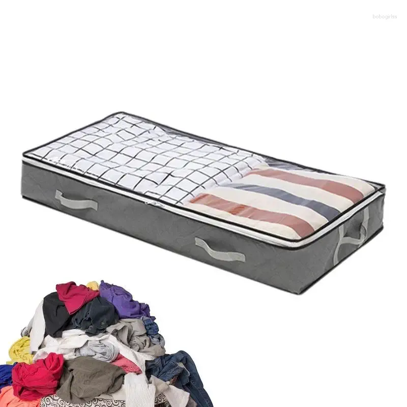 Storage Bags Under Bed Bins 80l Fabric Container With Clear Window Toy Organizers Underbed Shoes