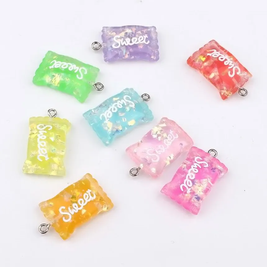 10pcs Sweet Sugar Candy Resin Charmes LETTRE CONSTRUSTRES D'EORTRE MIGLE COUVRES COVERNE COUVERTURE COUVERT