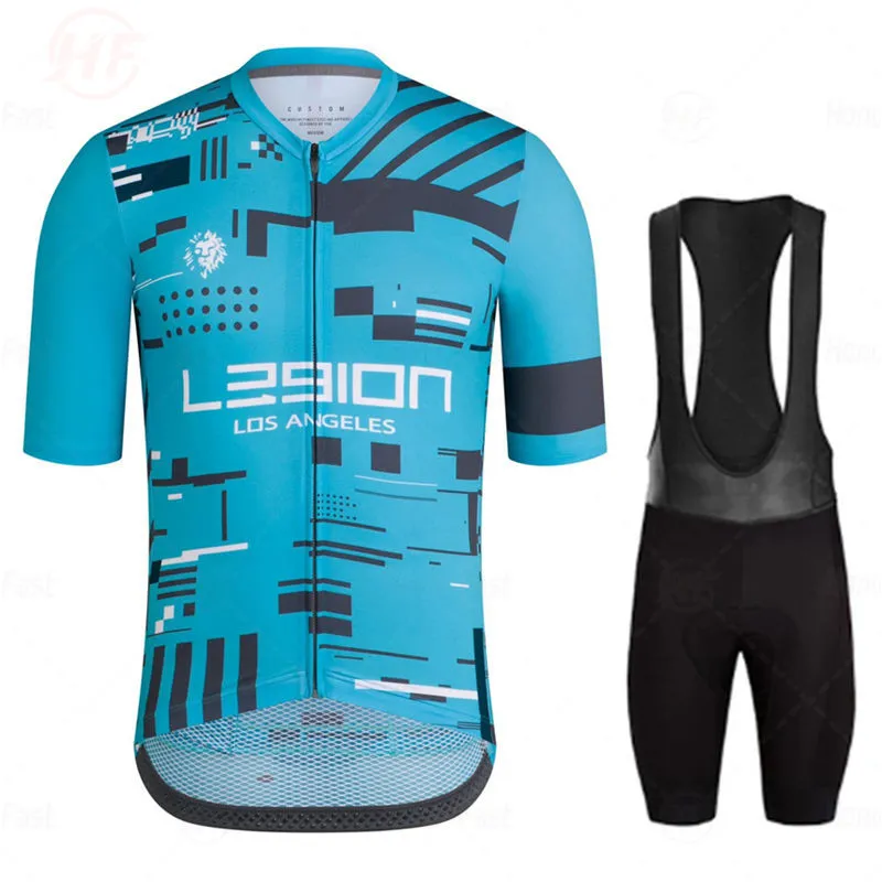 Condunto de Jersey y Pantalones Cortos de Ciclismo、Ropa Deportiva Transpirable、Ropa de Mtb、Los Angeles、Verano、2、1、2