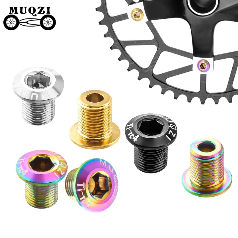 MUQZI 4/5PCS Chainring Bolts TC4 Titanium Alloy Single Double Chainring Screws For MTB Road BMX Bike Crank Chainwheel Bolts