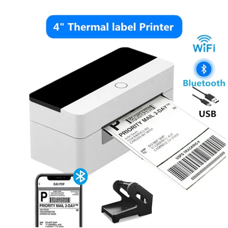 Yazıcılar 4inch Nakliye Etiket Maker Express Waybill Adres Barkodu QR Kod Etiketi USB Bluetooth WiFi Profesyonel Termal Yazıcı