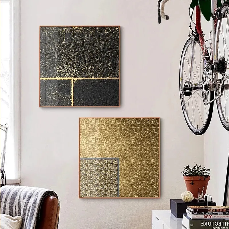 Pintura de tela abstrata de luxo dourado pintura nórdica Retro Poster Impressão minimalista Arte da parede Picture Sala Decoração em casa