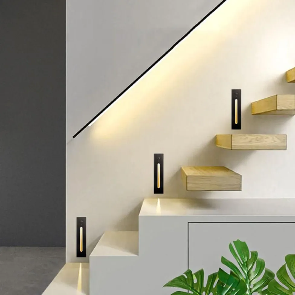 Recessed Led Stair Light PIR Motion Sensor Step Lamp Corner Wall Outdoor Indoor Stairway Hallway Staircase2276