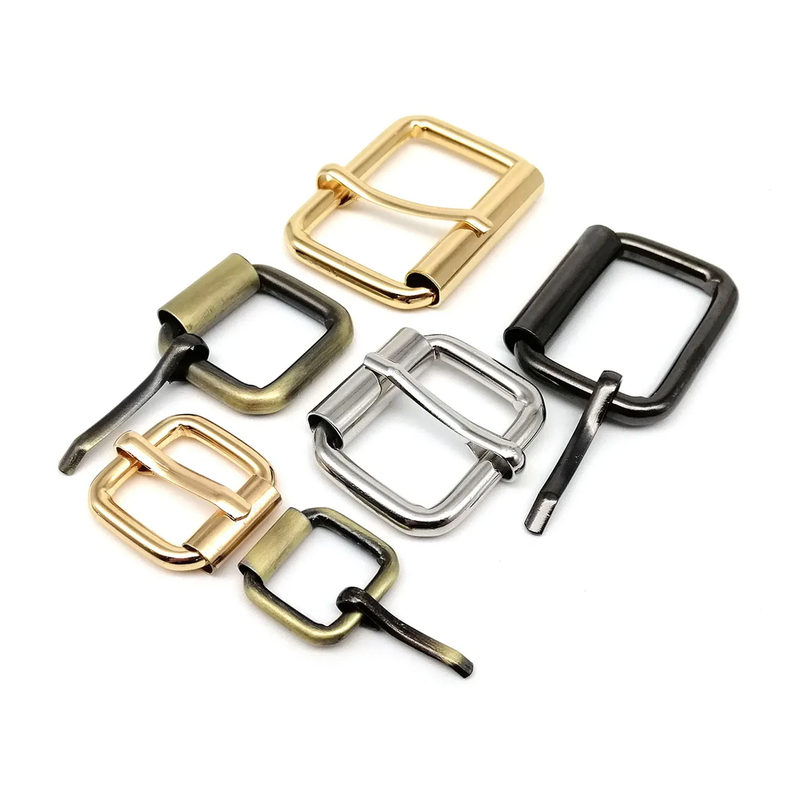 5pc Metal Heavy Thickened Leather Bag Shoe Strap Belt Web Dog Collar Chain Adjust Roller Pin Buckle Clasp Rectangle Ring 6 sizes