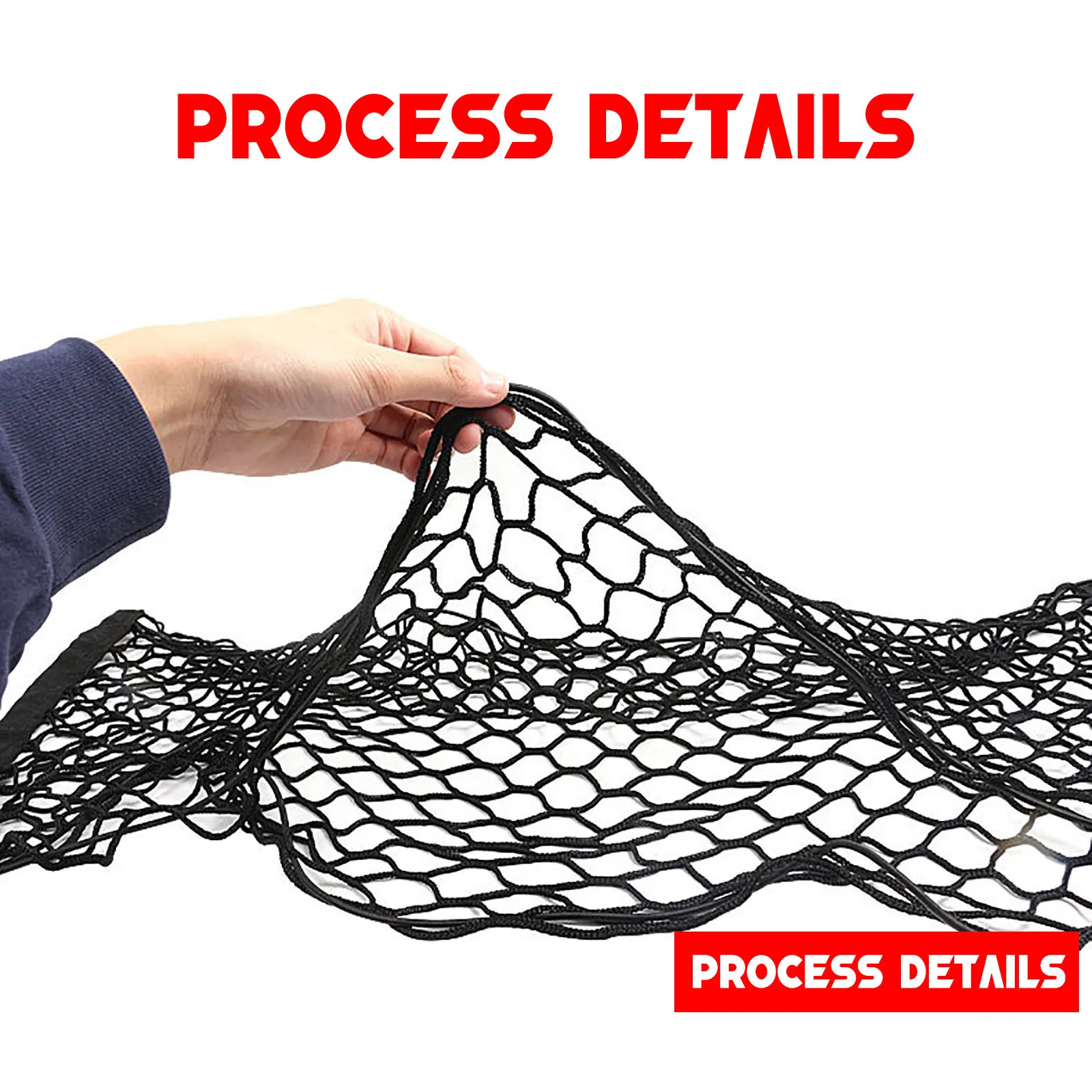 Black Nylon Trunk Cargo Organizer Net – Elastic Mesh With 4 Hooks, Fits Most SUVs/Trucks
