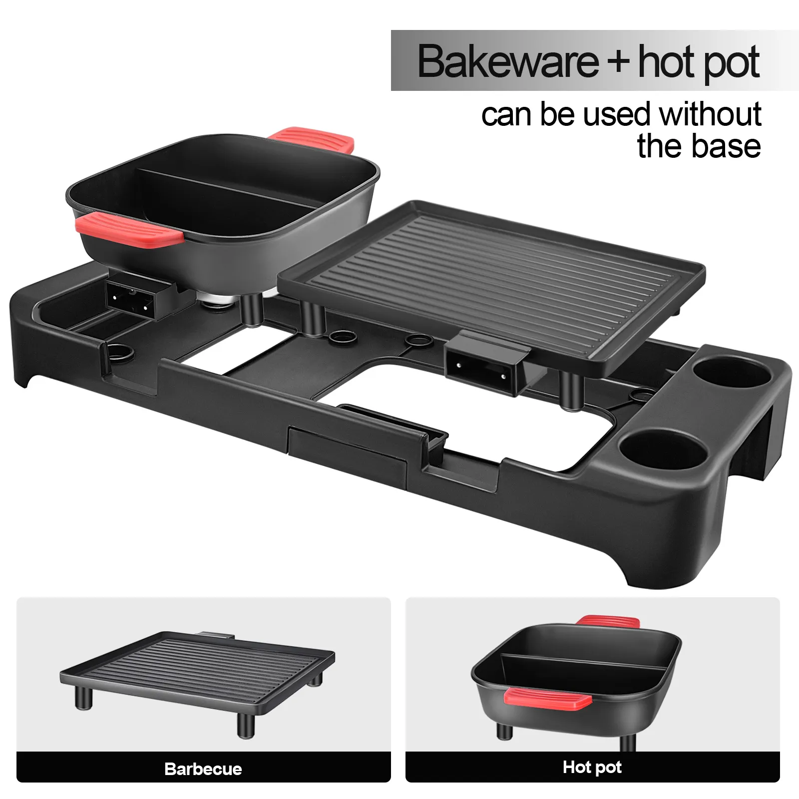 110V-220V Electric Grill Hot Pot 2 in 1 Household Multifunctional Electric Barbecue Grill Indoor Hot Pot, Non-Stick Pan Divider