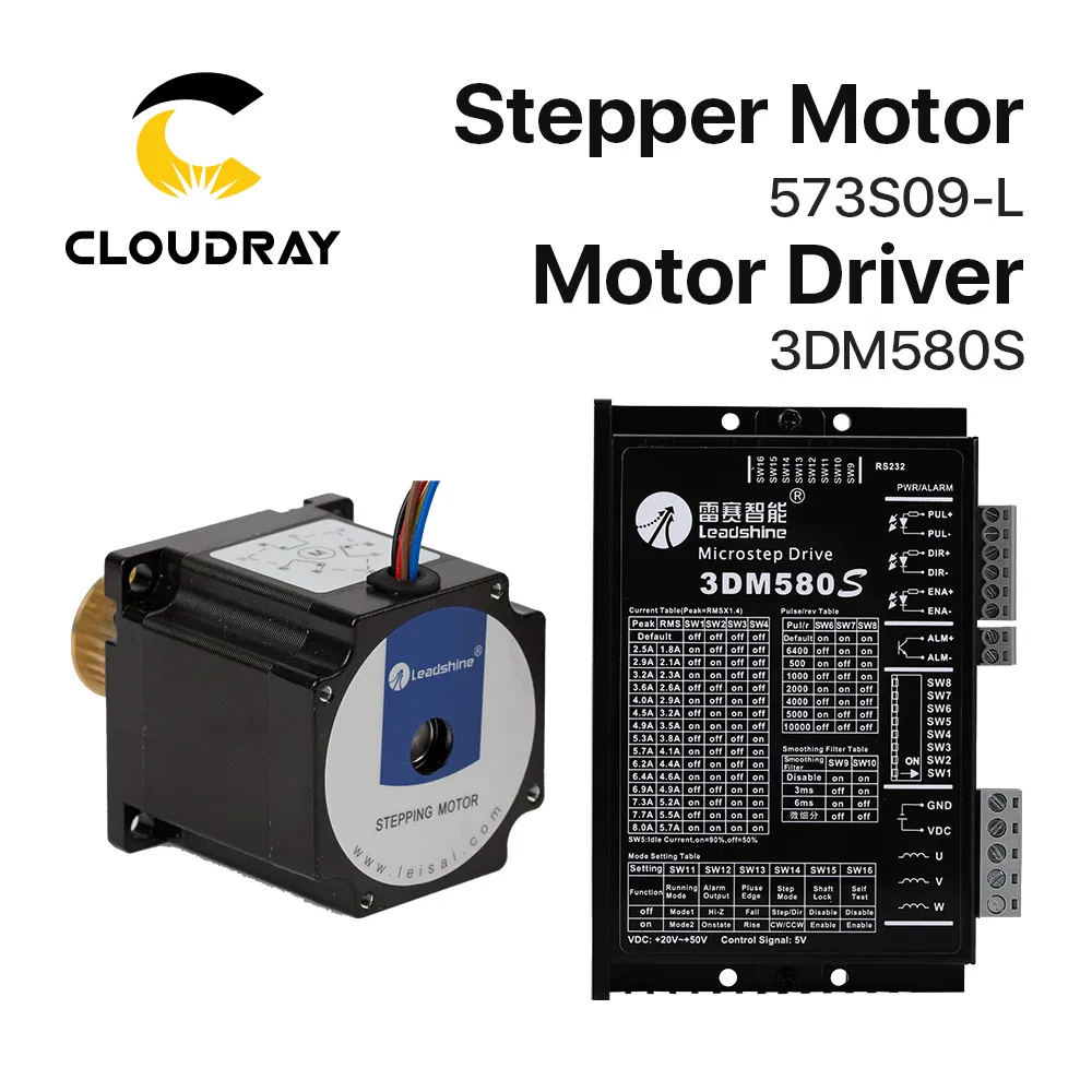 Cloudray Leadshine NEMA 23 3-fazowy zestaw silnikowy 0,9N. M/ 1,3N.M 573S09-L-18/ 573S15-L-18+ 3DM580S dla maszyny grawerowania CNC