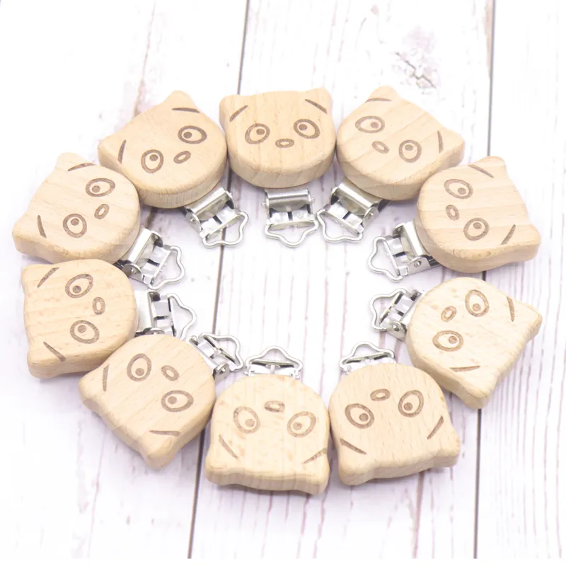 Pacifier Panda Rabbit Shape Woodcut Custom Baby Wooden Pacifier Clip Baby Teether Neutral Surprid Gift