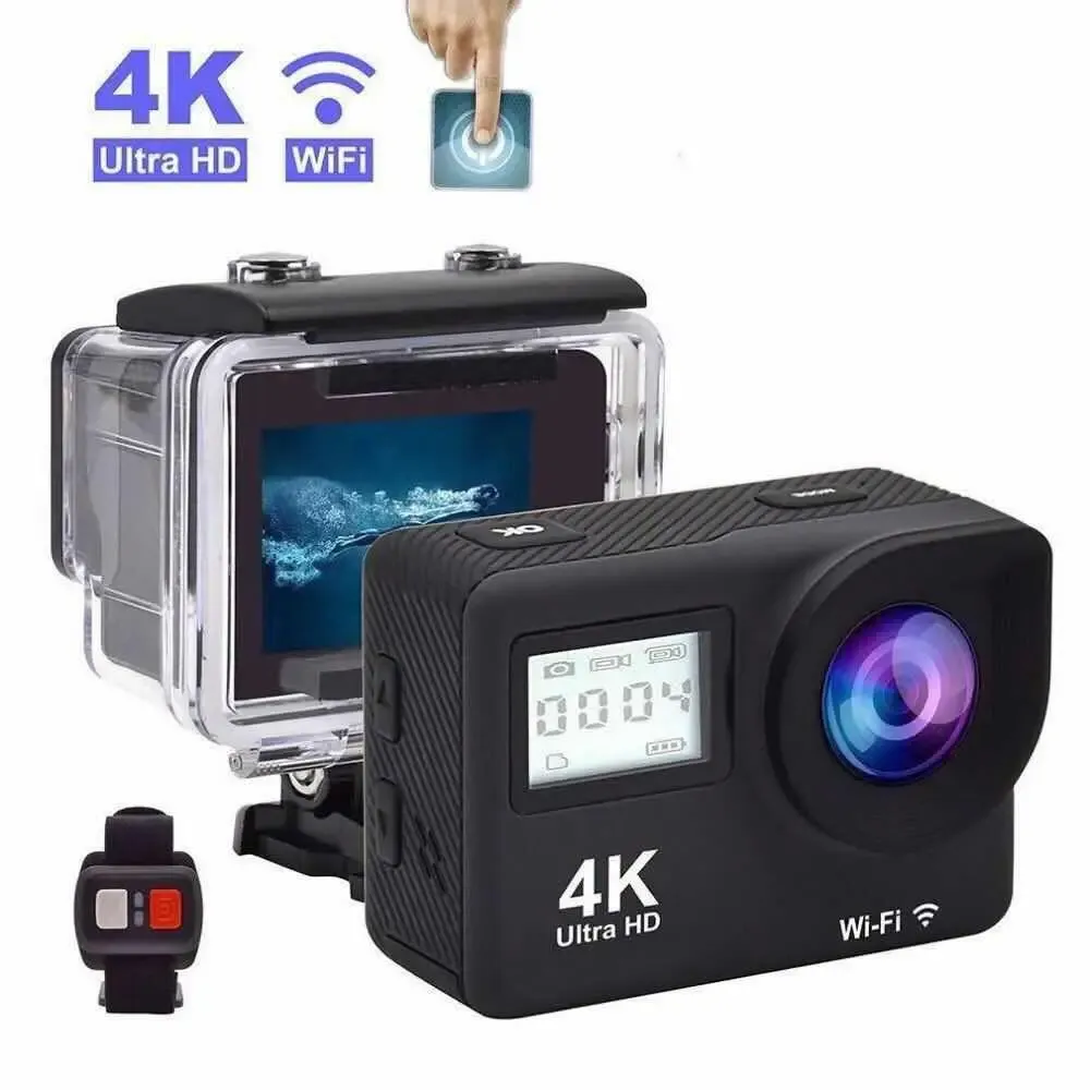 Kamera 4K Sport Action Camera Wifi Çift Ekran 12MP Kask Kamera 30m GO Su Geçirmez Pro Spor DV 170 Geniş Açılı Spor Kamera